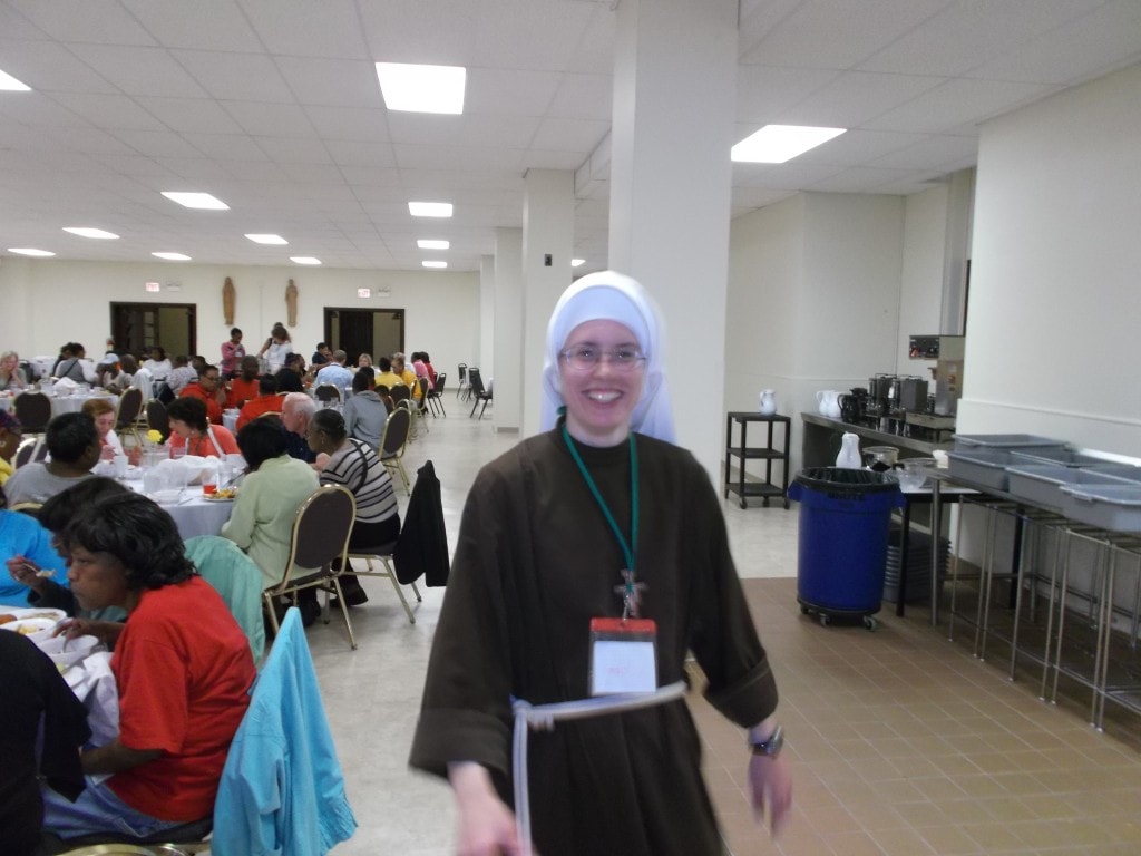 Sr. Stephanie helps spread the joy during the dinner!