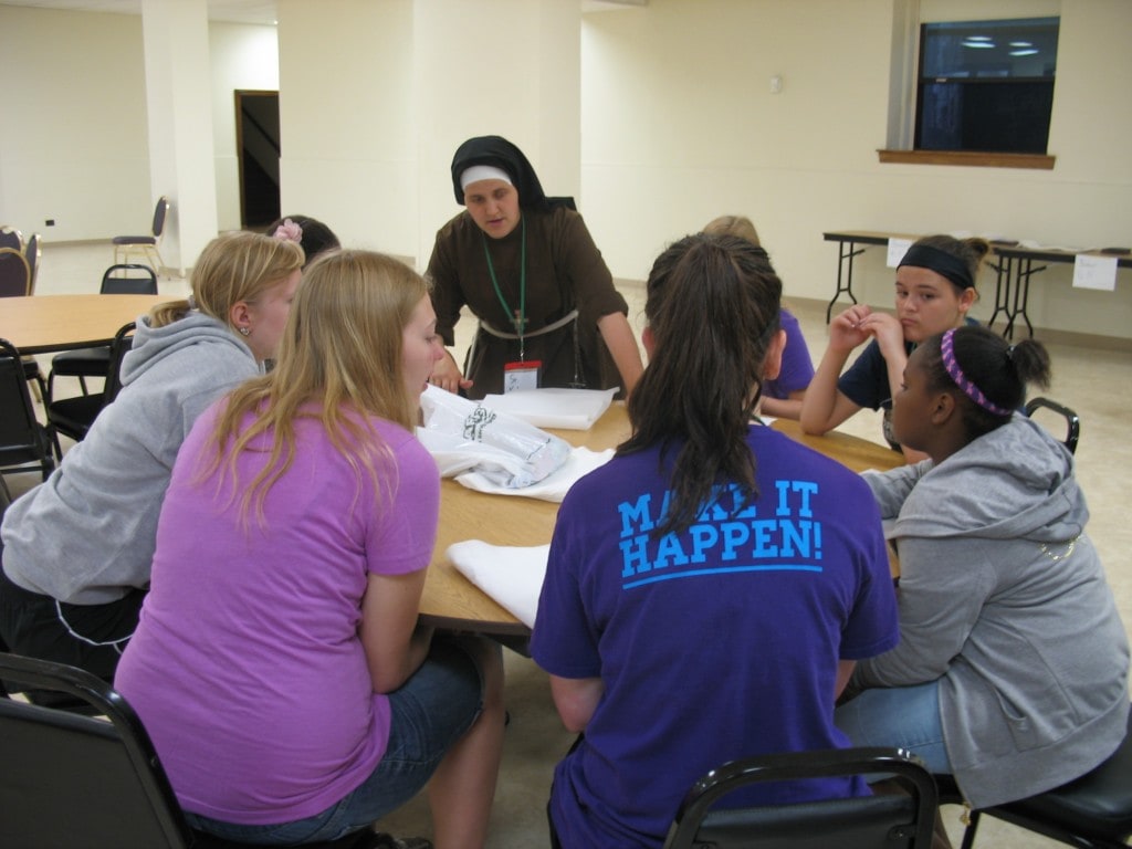 Sr. Kate helps with crafts.